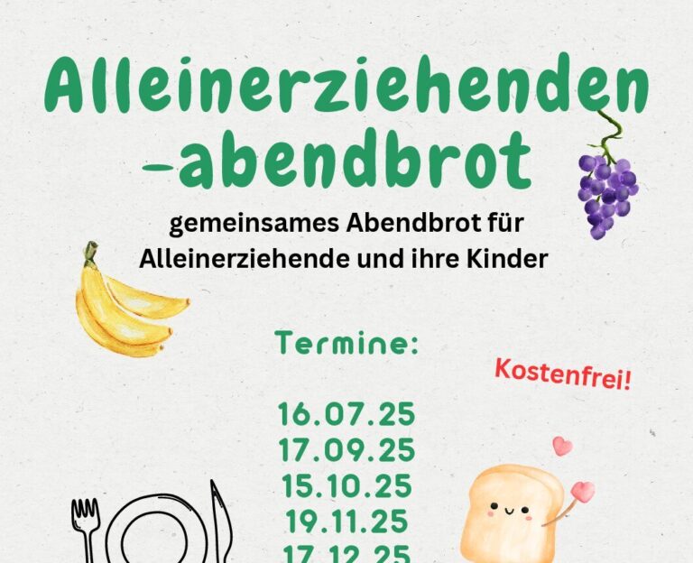 Gemeinsames Abendbrot für Alleinerziehende mit ihren Kindern
