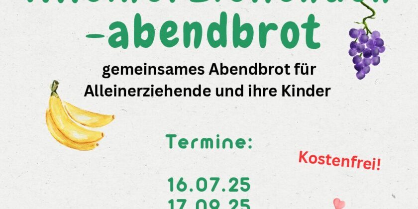 Gemeinsames Abendbrot für Alleinerziehende mit ihren Kindern