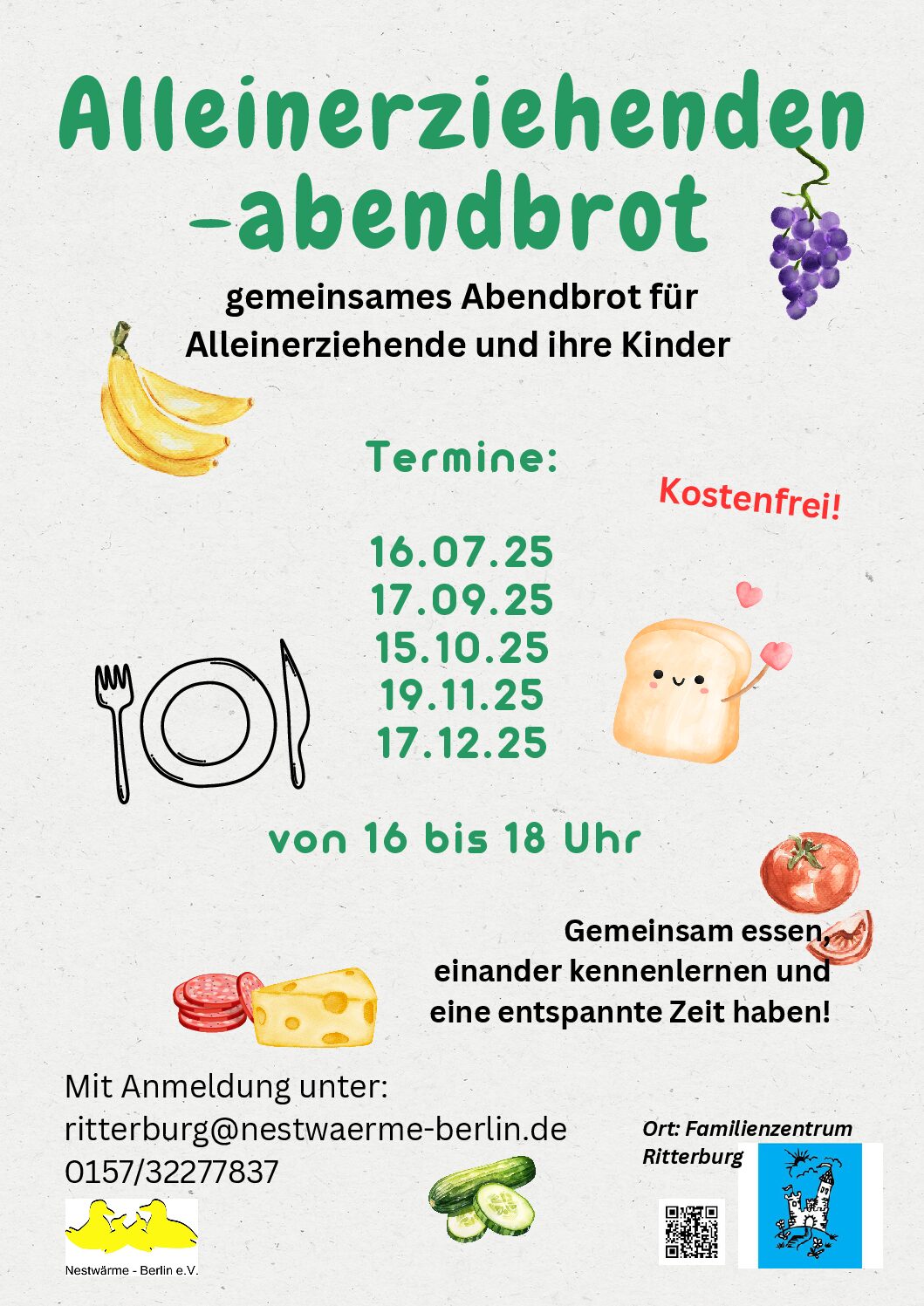 Gemeinsames Abendbrot für Alleinerziehende mit ihren Kindern